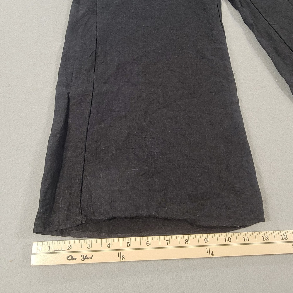 Little Lies 100% Linen Wide Leg Pants High Rise Black Patch Pocket Women's M - Picture 7 of 9